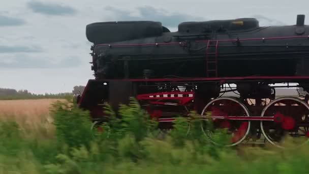 Locomotiva Vapore Epoca Con Carri Vecchi Sul Passante Trasporti Viaggi — Video Stock