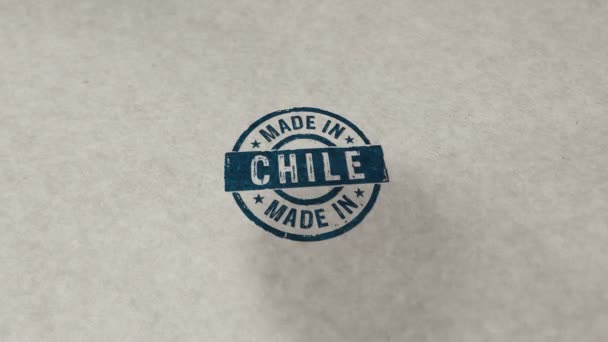 Made Chile Stamp Loopable Seamless Animation Hand Stamping Impact Factory — Stock Video