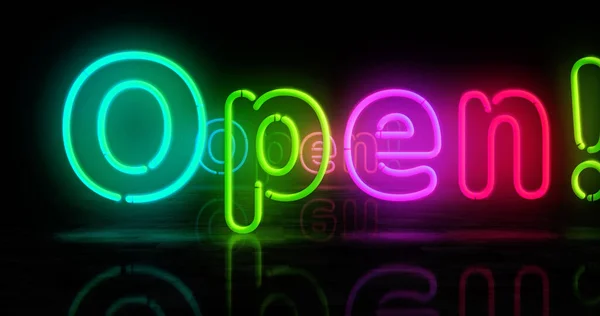 Open Neon Symbol Light Color Bulbs Abstract Concept Illustration — 图库照片