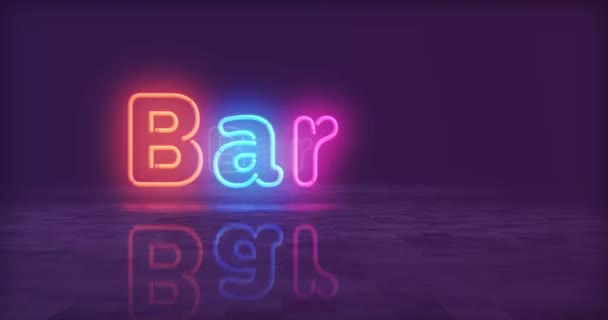 Bar Neon Symbol Glödlampor Abstrakt Sömlös Och Loopable Koncept Flyger — Stockvideo