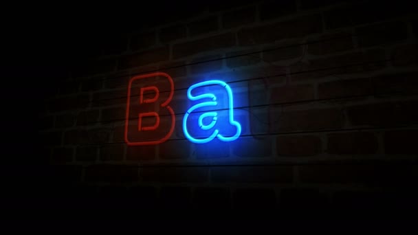 Bar Neon Sul Muro Mattoni Lampadine Colori Concetto Astratto Animazione — Video Stock