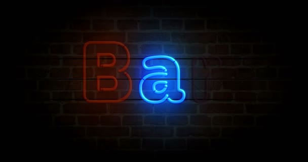 Bar Neon Symbol Brick Wall Light Color Bulbs Loopable Seamless — Stock Video