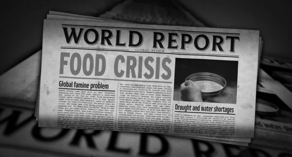 Notícias Crise Alimentar Fome Desastre Fome Impressão Jornal Vintage Imprensa — Fotografia de Stock