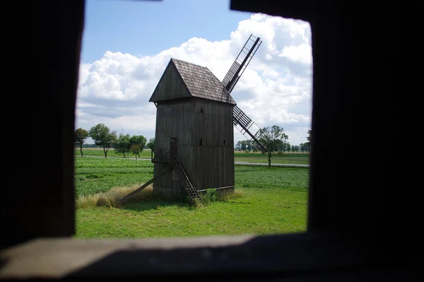 Gammal Väderkvarn Historisk Jordbruksteknik Vintage Vindkraftverk — Stockfoto