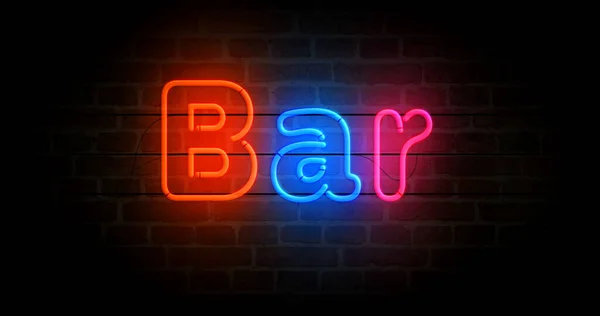 Bar Neon Sembolü Renkli Ampuller Soyut Konsept Illüstrasyon — Stok fotoğraf