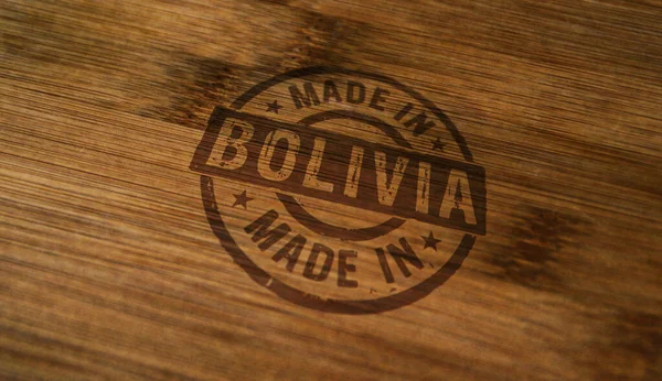 Сделано Боливии Печать Напечатана Деревянной Коробке Завод Производство Концепция Страны — стоковое фото