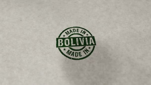 Gemaakt Bolivia Stempel Loopable Naadloze Animatie Met Hand Slaan Fabriek — Stockvideo