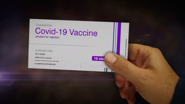 Covid Vaccine Doses Packs Hand Coronavirus Sars Cov Vaccination Pack — Stock Video