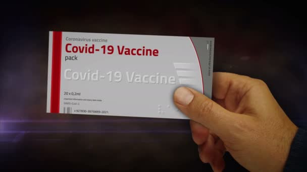 Covid Vaccine Doses Packs Hand Coronavirus Sars Cov Vaccination Pack — Stock Video