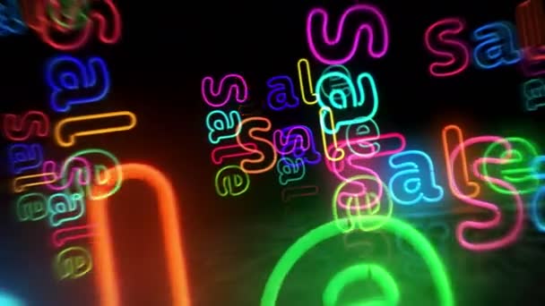 Satış Neon Sembolü Siber Pazartesi Kara Cuma Süper Promosyonları Soyut — Stok video