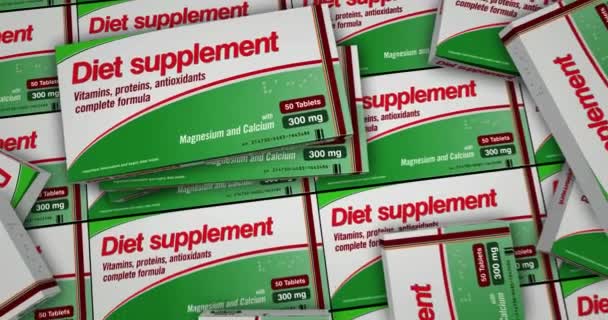 Diet Tillägg Tabletter Box Produktionslinje Hälso Vitamin Piller Pack Industrin — Stockvideo