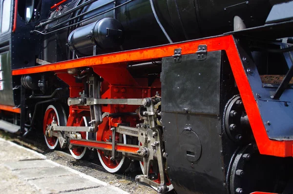 Locomotiva Vapor Pista Velho Comboio Antigo Transporte Ferroviário — Fotografia de Stock