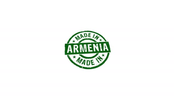 Made Armenia Stamp Hand Stamping Impact Isolated Animation Factory Manufacturing — Vídeo de Stock