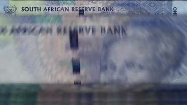 Південно Африканська Машина Підрахунку Грошей Банкнотами Швидка Задня Валюта Зазначає — стокове відео