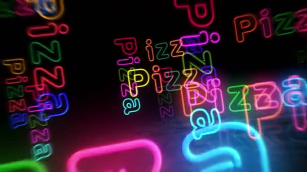 Pizza Neon Symbol Light Color Bulbs Street Food Italian Restaurant — Stok video