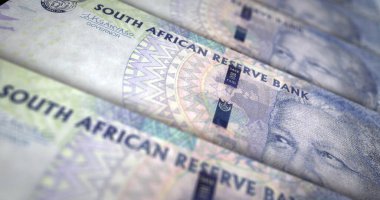 South Africa Rand money pack 3d illustration. ZAR banknote bundle stacks. Concept of finance, cash, economy crisis, business success, recession, bank, tax and debt.