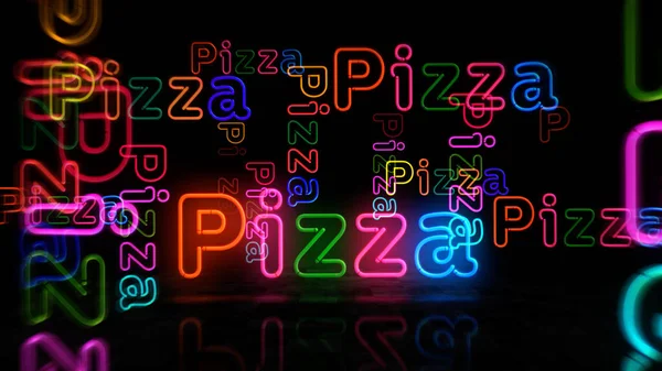 Pizza Discount Neon Symbol Street Food Italian Restaurant Light Color — Stock Photo, Image