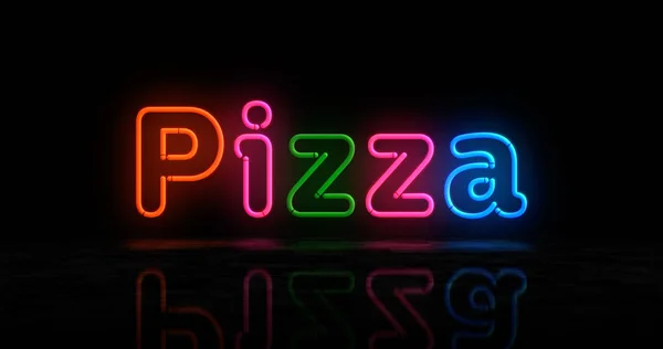 Pizza Discount Neon Symbol Street Food Italian Restaurant Light Color — Stock Photo, Image