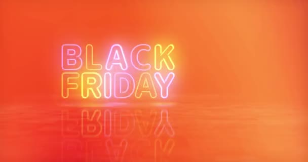 Zwart Vrijdag Neon Symbool Lichtgekleurde Lampen Sale Korting Promotie Retail — Stockvideo