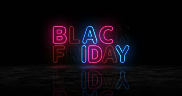 Black Friday Neon Símbolo Brilhante Lâmpadas Cor Clara Venda Promoção — Vídeo de Stock