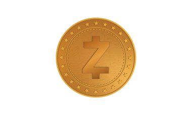 Zcash ZEC cryptocurrency symbol isolated gold coin on green screen background. Abstract concept illustration.