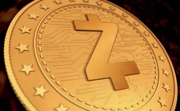 Zcash Zec Moneda Oro Símbolo Criptomoneda Sobre Fondo Pantalla Verde —  Fotos de Stock