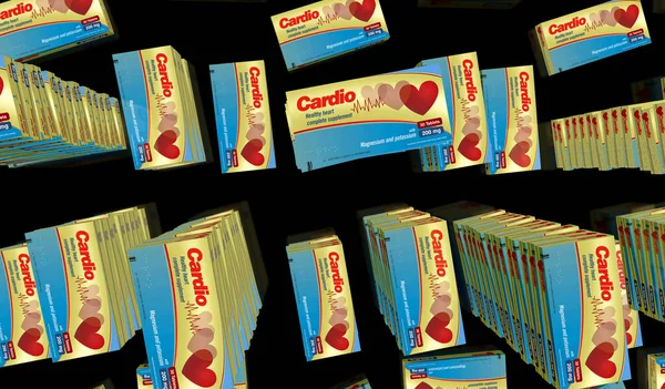 Cardio Medicine Tablets Box Production Line Heart Health Pills Pack — Zdjęcie stockowe