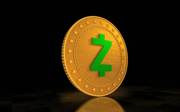 Zcash Zec Cryptocurrency Symbol Gold Coin Green Screen Background Abstract — Φωτογραφία Αρχείου