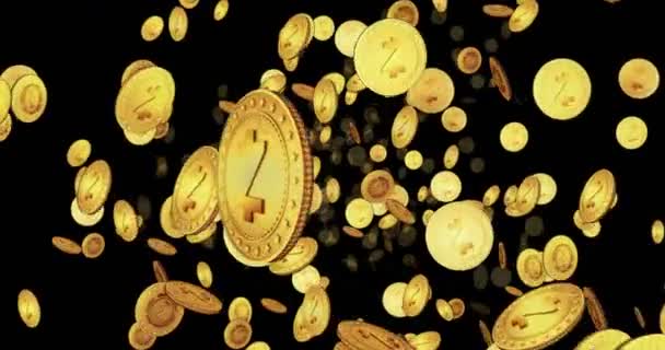 Zcash Zec Cryptocurrency Looped Flight Golden Coins Loopable Abstract Background — Stok video