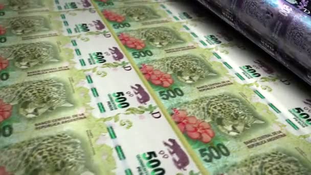 Uang Argentina Peso Uang Kertas Mesin Cetak Loop Kertas Ars — Stok Video