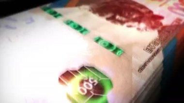 Hong Kong Doları para sayımı. 500 HKD banknot. Hızlı para sayım makro döngüsü. İş ve ekonomi döngüsel ve sorunsuz bir kavram.