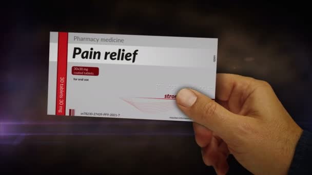 Pain Relief Tablets Box Hand Emergency Painkiller Headache Analgesic Help — Stock Video