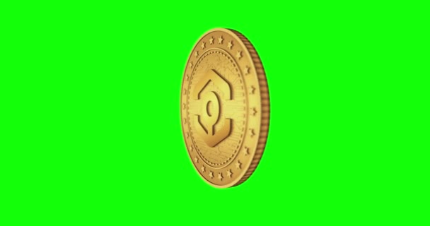 Криптовалюта Ankr Defi Изолированная Золотая Монета Зацикленном Зеленом Фоне Вращающаяся — стоковое видео