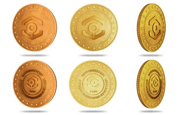 Ankr DeFi şifreleme sembolü yeşil ekranda izole edilmiş altın para. Soyut konsept çizimi.