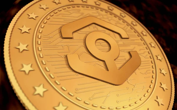 Ankr Defi Cryptocurrency Symbol Guld Mynt Grön Skärm Bakgrund Abstrakt — Stockfoto