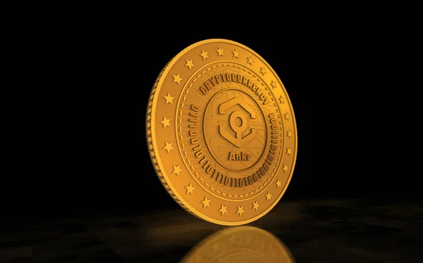 Ankr Defi Cryptocurrency Symbol Gold Coin Green Screen Background Abstract — Stock Photo, Image