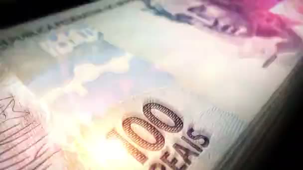 Dinheiro Real Brasileiro Contando Notas 100 Brl Moeda Rápida Contagem — Vídeo de Stock