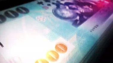 Tayvan Doları para sayımı. 1000 TWD banknot. Hızlı para sayım makro döngüsü. İş ve ekonomi döngüsel ve sorunsuz bir kavram.