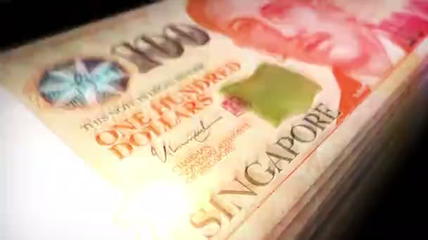 Dinero Del Dólar Singapur Cuenta Billetes 100 Sgd Cuenta Billetes — Vídeo de stock