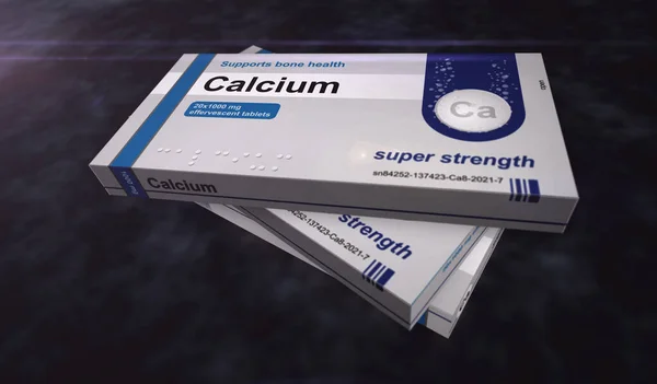 Calcium Comprimés Boîte Production Complément Alimentaire Pilules Pack Pour Santé — Photo