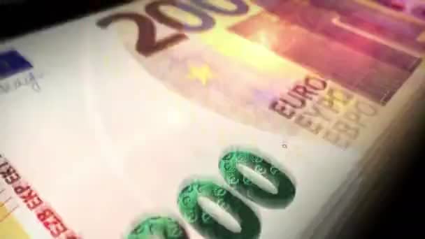 Euro Money Counting 200 Eur Banknotes Fast Cash Note Count — Stock Video