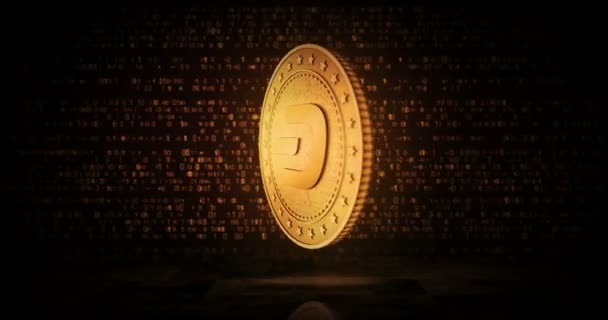 Dash Defi Cryptogeld Gouden Munt Loopable Digitale Achtergrond Naadloos Lus — Stockvideo