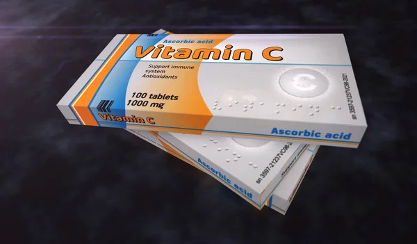 Vitamine Comprimés Boîte Ligne Production Complément Santé Pilules Pack Usine — Photo
