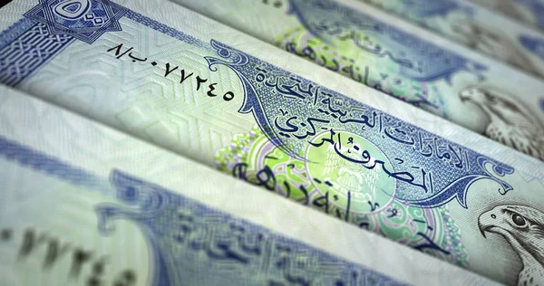 Arabské Emiráty Dirhamovy Peníze Tisk Ilustrace 500 Aed Dubai Bankovek — Stock fotografie