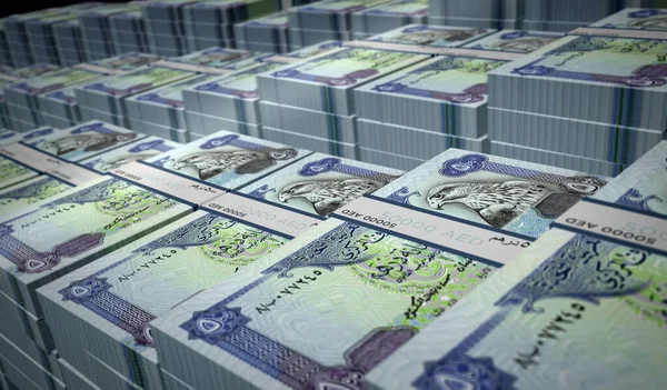 Emirati Arabi Dirhams Money Pack Illustrazione 500 Mazzette Banconote Aed — Foto Stock