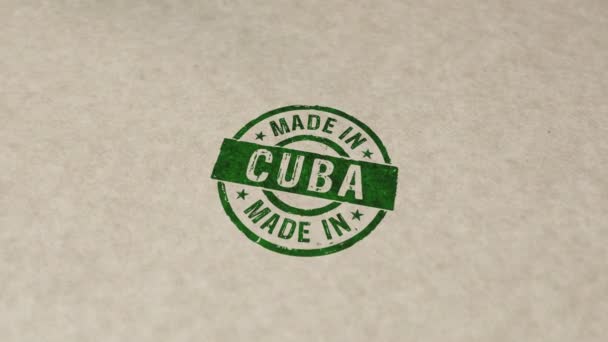 Made Cuba Timbro Timbratura Mano Impatto Animazione Fabbrica Produzione Paese — Video Stock