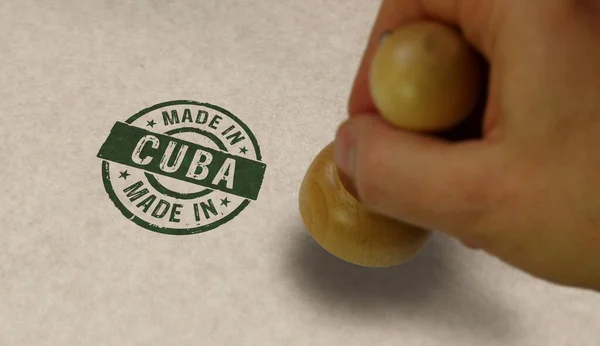 在古巴制造的邮票和手印 制造和生产国家概念 — 图库照片