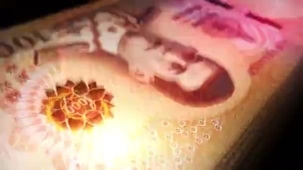 Tajski Baht Liczy Pieniądze Papierowe Banknoty Thb Szybkie Liczenie Banknotów — Wideo stockowe