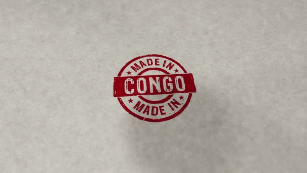 Hecho Congo Sello Loopable Animación Sin Costuras Impacto Estampación Manual — Vídeo de stock