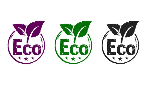 Eco Friendly Timbro Icone Poche Versioni Colori Ecologia Ambiente Clima — Foto Stock